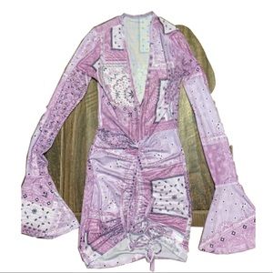 This sexy bodycon dress, Purple multi-print tie.